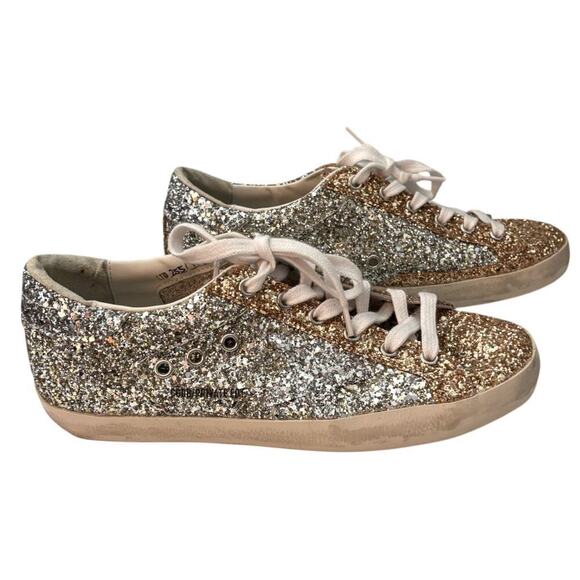 Golden Goose Limited SuperStar Bicolor Low Rise Sneaker Silver Gold Size 39 (9) - Picture 3 of 13